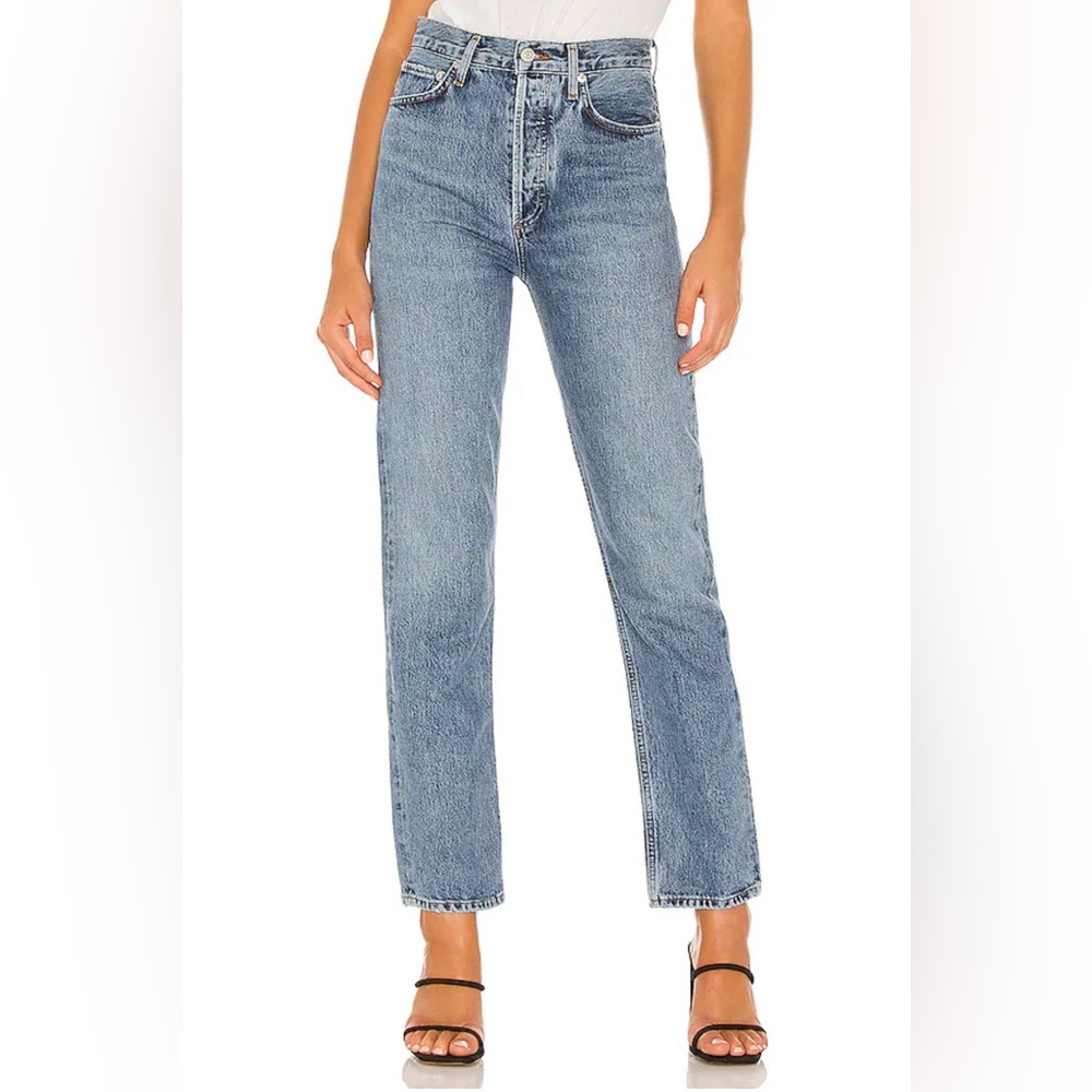 Agolde Women's Straight Leg Jeans in Light Blue Wash